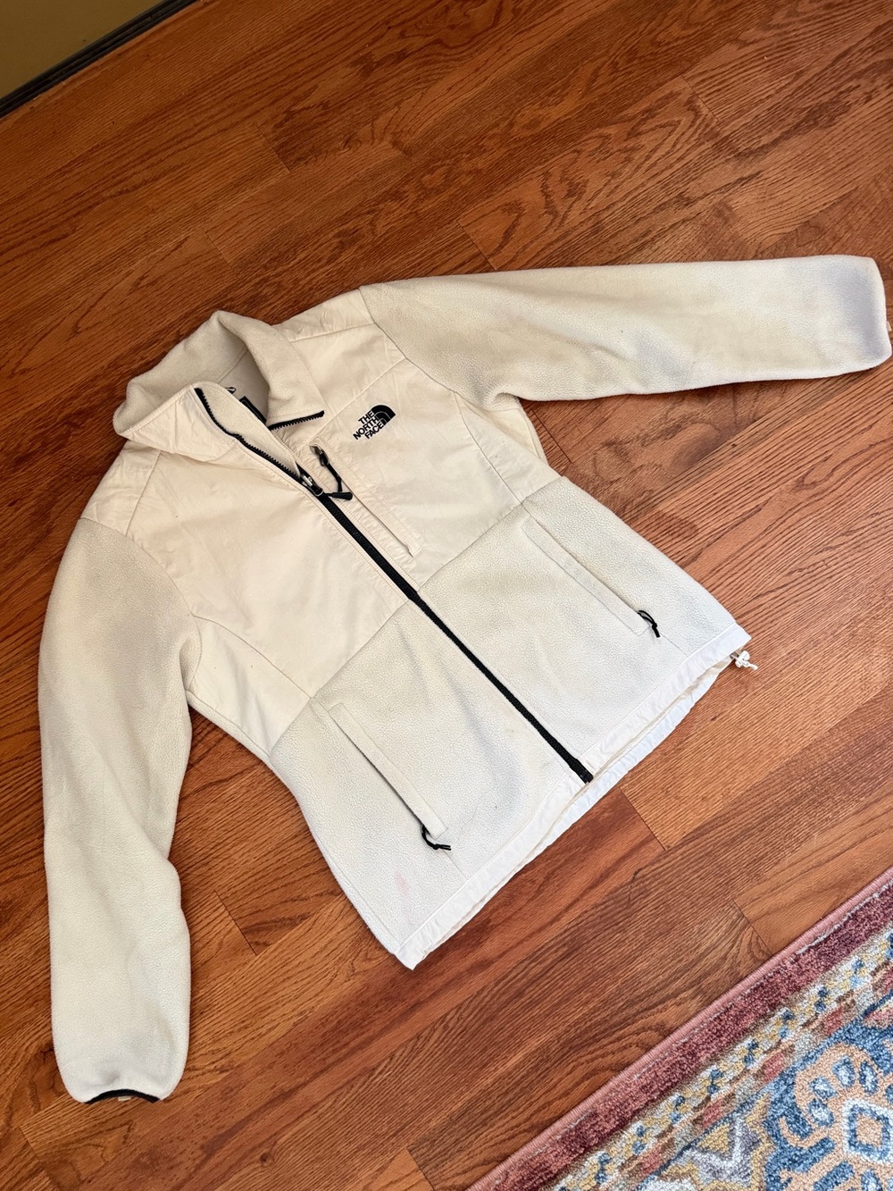 The North Face Off-White Fleece Jacket with Black Trim